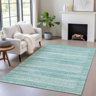 Piper Looms Chantille Stripes ACN2101 Aqua Machine Washable Area Rug Lifestyle Image Feature