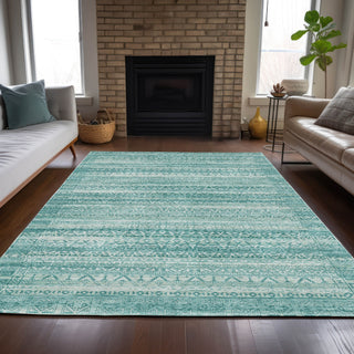 Piper Looms Chantille Stripes ACN2101 Aqua Machine Washable Area Rug Lifestyle Image Feature