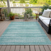 Piper Looms Chantille Stripes ACN2101 Aqua Machine Washable Area Rug Outdoor Lifestyle Image Feature
