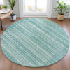 Piper Looms Chantille Stripes ACN2101 Aqua Machine Washable Area Rug Round Lifestyle Image Feature