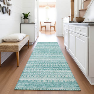 Piper Looms Chantille Stripes ACN2101 Aqua Machine Washable Area Rug Runner Lifestyle Image Feature