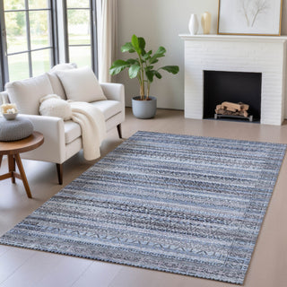 Piper Looms Chantille Stripes ACN2101 Blue Machine Washable Area Rug Lifestyle Image Feature