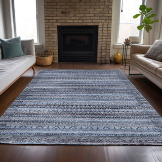 Piper Looms Chantille Stripes ACN2101 Blue Machine Washable Area Rug Lifestyle Image Feature