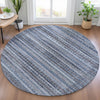 Piper Looms Chantille Stripes ACN2101 Blue Machine Washable Area Rug Round Lifestyle Image Feature