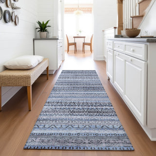 Piper Looms Chantille Stripes ACN2101 Blue Machine Washable Area Rug Runner Lifestyle Image Feature