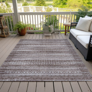 Piper Looms Chantille Stripes ACN2101 Brown Machine Washable Area Rug Outdoor Lifestyle Image Feature
