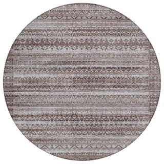 Piper Looms Chantille Stripes ACN2101 Brown Machine Washable Area Rug Round Main Image