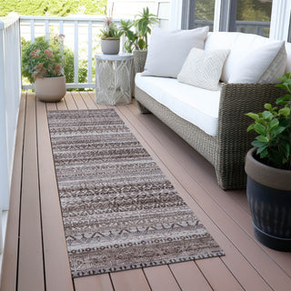 Piper Looms Chantille Stripes ACN2101 Brown Machine Washable Area Rug Runner Outdoor Lifestyle Image Feature