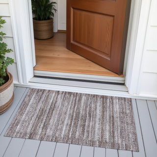 Piper Looms Chantille Stripes ACN2101 Brown Machine Washable Area Rug Scatter Outdoor Lifestyle Image Feature