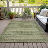 Piper Looms Chantille Stripes ACN2101 Green Machine Washable Area Rug Outdoor Lifestyle Image Feature