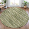 Piper Looms Chantille Stripes ACN2101 Green Machine Washable Area Rug Round Lifestyle Image Feature