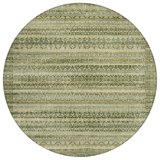 Piper Looms Chantille Stripes ACN2101 Green Machine Washable Area Rug Round Main Image