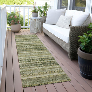 Piper Looms Chantille Stripes ACN2101 Green Machine Washable Area Rug Runner Outdoor Lifestyle Image Feature