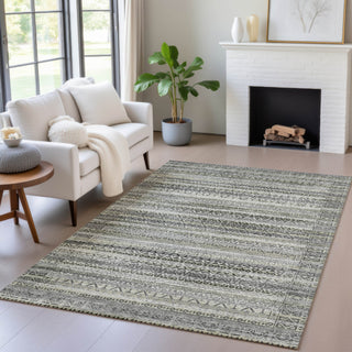 Piper Looms Chantille Stripes ACN2101 Pewter Machine Washable Area Rug Lifestyle Image Feature
