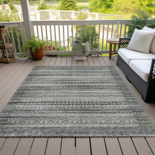 Piper Looms Chantille Stripes ACN2101 Pewter Machine Washable Area Rug Outdoor Lifestyle Image Feature
