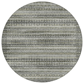 Piper Looms Chantille Stripes ACN2101 Pewter Machine Washable Area Rug Round Main Image