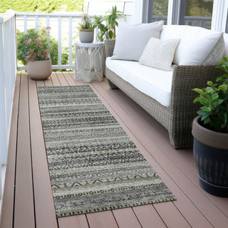 Piper Looms Chantille Stripes ACN2101 Pewter Machine Washable Area Rug Runner Outdoor Lifestyle Image Feature