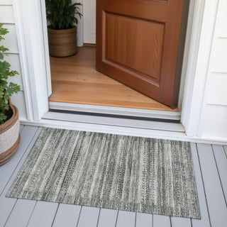 Piper Looms Chantille Stripes ACN2101 Pewter Machine Washable Area Rug Scatter Outdoor Lifestyle Image Feature