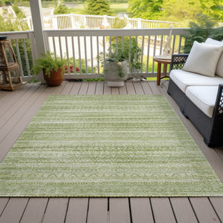 Piper Looms Chantille Stripes ACN2101 Sage Machine Washable Area Rug Outdoor Lifestyle Image Feature