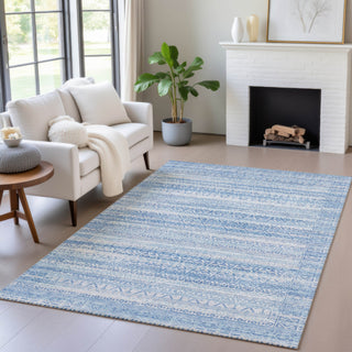 Piper Looms Chantille Stripes ACN2101 Sky Machine Washable Area Rug Lifestyle Image Feature