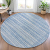Piper Looms Chantille Stripes ACN2101 Sky Machine Washable Area Rug Round Lifestyle Image Feature
