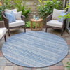 Piper Looms Chantille Stripes ACN2101 Sky Machine Washable Area Rug Round Outdoor Lifestyle Image Feature