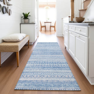 Piper Looms Chantille Stripes ACN2101 Sky Machine Washable Area Rug Runner Lifestyle Image Feature