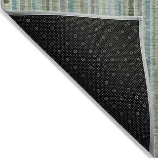 Piper Looms Chantille Stripes ACN2102 Aloe Machine Washable Area Rug Backing Image