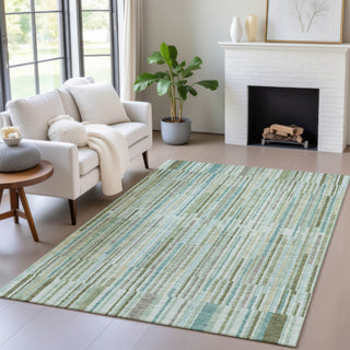 Piper Looms Chantille Stripes ACN2102 Aloe Machine Washable Area Rug Lifestyle Image Feature
