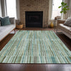 Piper Looms Chantille Stripes ACN2102 Aloe Machine Washable Area Rug Lifestyle Image Feature