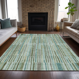 Piper Looms Chantille Stripes ACN2102 Aloe Machine Washable Area Rug Lifestyle Image Feature