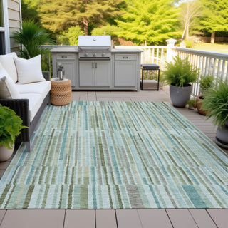 Piper Looms Chantille Stripes ACN2102 Aloe Machine Washable Area Rug Outdoor Lifestyle Image Feature
