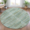 Piper Looms Chantille Stripes ACN2102 Aloe Machine Washable Area Rug Round Lifestyle Image Feature