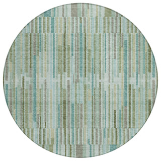 Piper Looms Chantille Stripes ACN2102 Aloe Machine Washable Area Rug Round Main Image
