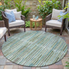Piper Looms Chantille Stripes ACN2102 Aloe Machine Washable Area Rug Round Outdoor Lifestyle Image Feature