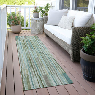 Piper Looms Chantille Stripes ACN2102 Aloe Machine Washable Area Rug Runner Outdoor Lifestyle Image Feature