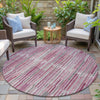 Piper Looms Chantille Stripes ACN2102 Blush Machine Washable Area Rug Round Outdoor Lifestyle Image Feature