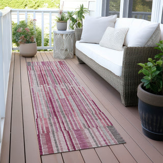 Piper Looms Chantille Stripes ACN2102 Blush Machine Washable Area Rug Runner Outdoor Lifestyle Image Feature