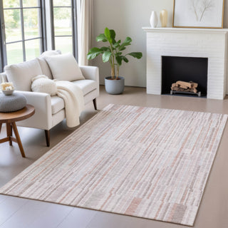 Piper Looms Chantille Stripes ACN2102 Coral Machine Washable Area Rug Lifestyle Image Feature