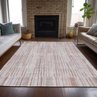 Piper Looms Chantille Stripes ACN2102 Coral Machine Washable Area Rug Lifestyle Image Feature
