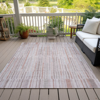 Piper Looms Chantille Stripes ACN2102 Coral Machine Washable Area Rug Outdoor Lifestyle Image Feature