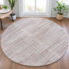 Piper Looms Chantille Stripes ACN2102 Coral Machine Washable Area Rug Round Lifestyle Image Feature