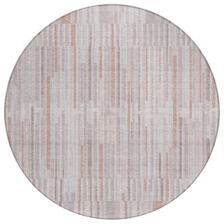 Piper Looms Chantille Stripes ACN2102 Coral Machine Washable Area Rug Round Main Image