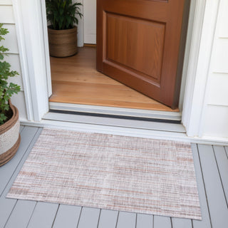 Piper Looms Chantille Stripes ACN2102 Coral Machine Washable Area Rug Scatter Outdoor Lifestyle Image Feature