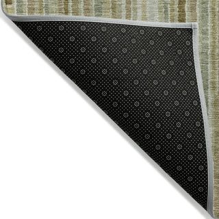 Piper Looms Chantille Stripes ACN2102 Khaki Machine Washable Area Rug Backing Image