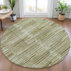 Piper Looms Chantille Stripes ACN2102 Khaki Machine Washable Area Rug Round Lifestyle Image Feature