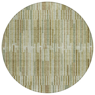 Piper Looms Chantille Stripes ACN2102 Khaki Machine Washable Area Rug Round Main Image