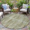 Piper Looms Chantille Stripes ACN2102 Khaki Machine Washable Area Rug Round Outdoor Lifestyle Image Feature