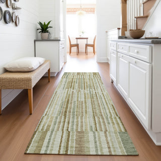 Piper Looms Chantille Stripes ACN2102 Khaki Machine Washable Area Rug Runner Lifestyle Image Feature