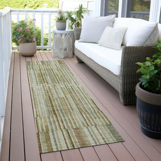 Piper Looms Chantille Stripes ACN2102 Khaki Machine Washable Area Rug Runner Outdoor Lifestyle Image Feature